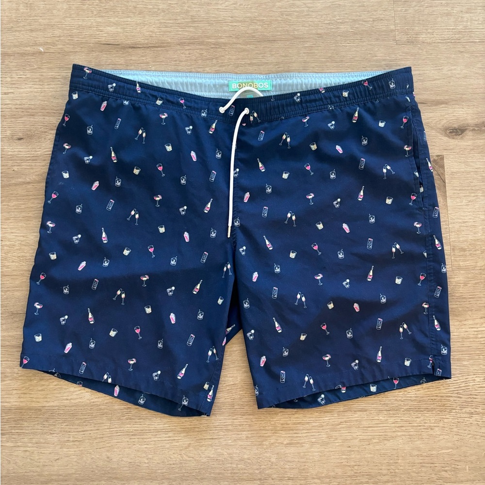 XL Bonobos adult drink lined swim trunks with drawstring waistband